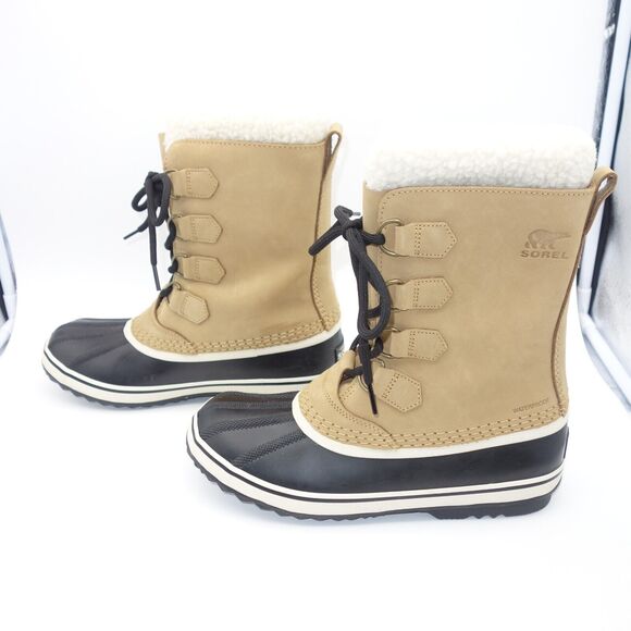 NEW $160 SOREL Womens 1964 Pac 2 Buff/Black Snow Boots Size  NEW Sorel Women\'s 7 1964 PAC 2 Waterproof Snow Winter Boots Buff Black